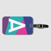 Aangepast Retro Kleurenblok Monogram Bagagelabel (Voorkant (horizontaal))