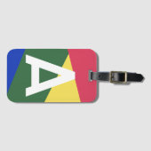 Aangepast Retro Kleurenblok Monogram Bagagelabel (Voorkant (horizontaal))