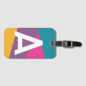 Aangepast Retro Kleurenblok Monogram Bagagelabel (Voorkant (horizontaal))