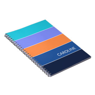 Aangepast Retro Multi Kleur Blok Strepen Kunst Pat Notitieboek