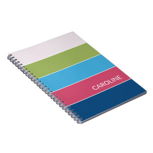 Aangepast Retro Multi Kleur Blok Strepen Kunst Pat Notitieboek
