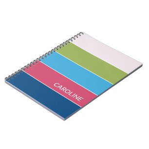 Aangepast Retro Multi Kleur Blok Strepen Kunst Pat Notitieboek