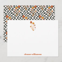 Aangepast Retro Oranje Paddenstoel Schaakbord Douc Bedankkaart