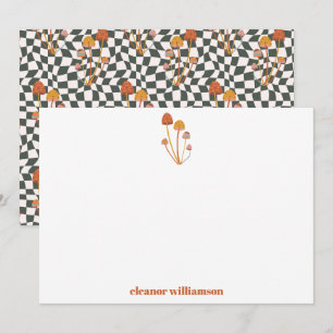 Aangepast Retro Oranje Paddenstoel Schaakbord Douc Bedankkaart