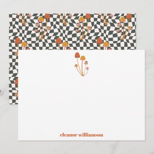 Aangepast Retro Oranje Paddenstoel Schachboard Dou Bedankkaart (Voorkant / Achterkant)