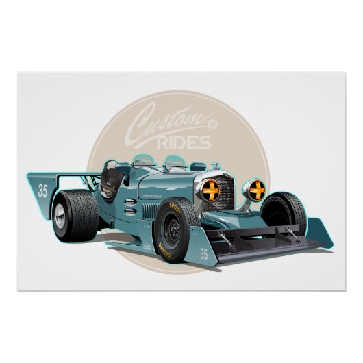 Aangepast retro raceautoconcept perfect poster (Voorkant)