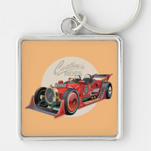 Aangepast retro raceautoconcept sleutelhanger