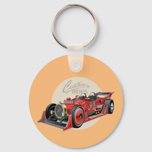 Aangepast retro raceautoconcept sleutelhanger (Voorkant)