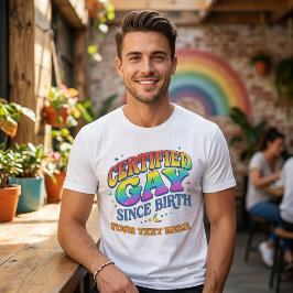 Aangepast Retro Regenboog Gecertificeerd Homo Sind T-shirt
