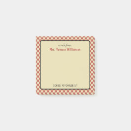 Aangepast Retro Schachbrettpatroon Schoolpsycholoo Post-it® Notes