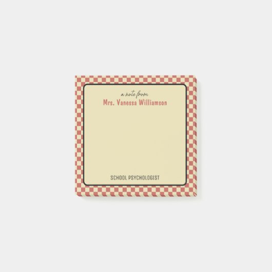 Aangepast Retro Schachbrettpatroon Schoolpsycholoo Post-it® Notes (Voorkant)