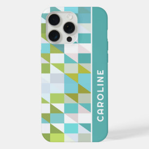 Aangepast Retro Vierkantjes Driehoeken Polygoon Ku iPhone 15 Pro Max Case