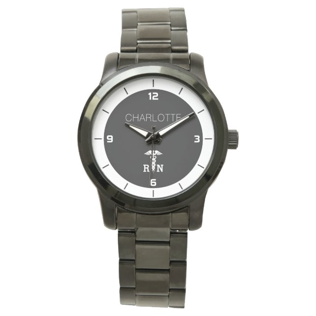 Aangepast RN Medisch Symbool Zurse Afstuderen Horloge (Voorkant)
