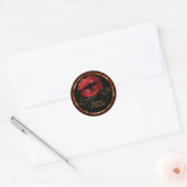 Aangepast - Rode glazen lips op luipaard afdrukken Ronde Sticker (Envelop)