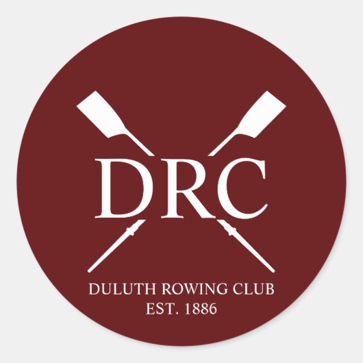 Aangepast Roeiclub Monogram Ronde Sticker (Voorkant)