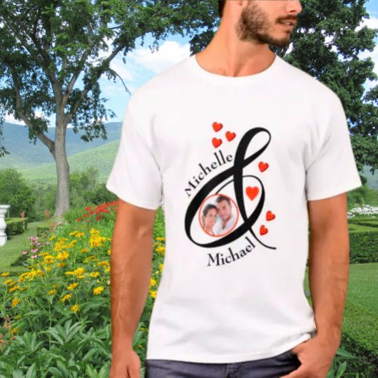 Aangepast Romantisch Foto voor eerste namen T-shirt