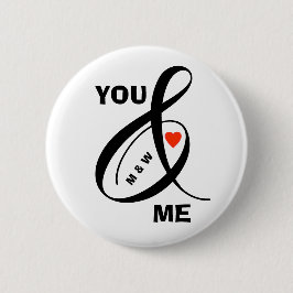 Aangepast Romantisch Initiaal Ronde Button 5,7 Cm