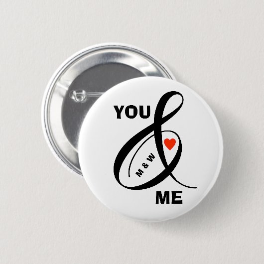 Aangepast Romantisch Initiaal Ronde Button 5,7 Cm (Voorkant /achterkant)