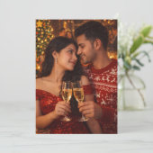 "Aangepast romantisch kerstfoto van koppel Kerstmi Feestdagenkaart (Staand voorkant)