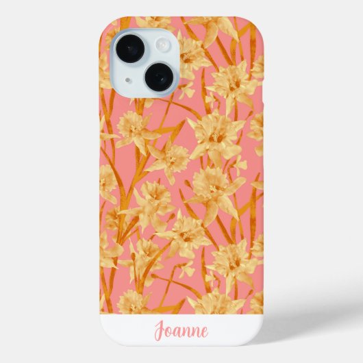 Aangepast romantisch watercolor narcispatroon Case-Mate iPhone case (Achterkant)