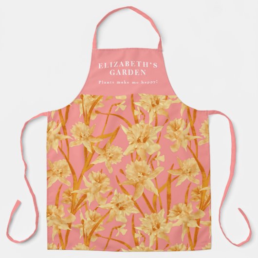 Aangepast Romantisch Waterverf Daffodil Patroon Schort (Voorkant)