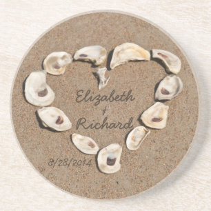 Aangepast Romantisch Zee Shell Heart Onderzetter