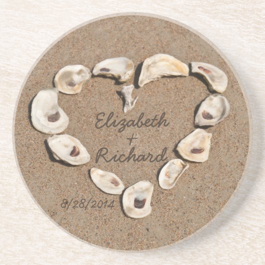 Aangepast Romantisch Zee Shell Heart Onderzetter (Voorkant)