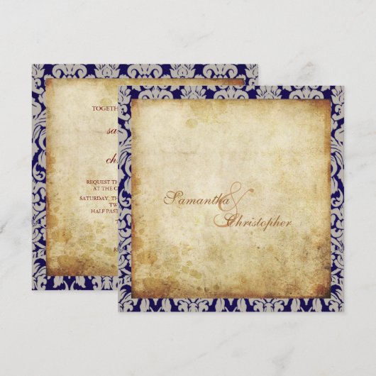 Aangepast  + Romantische Damasvraag Kaart (Voorkant / Achterkant)