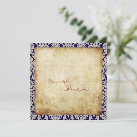 Aangepast  + Romantische Damasvraag Kaart (Staand voorkant)