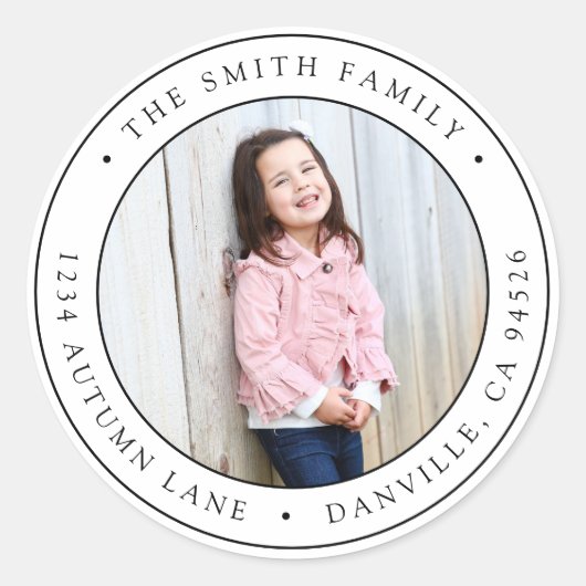 Aangepast Rond Foto Retouradres Label Sticker (Voorkant)