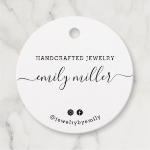 Aangepast rond wit script handgemaakte juwelen Lab Bedankjes Labels