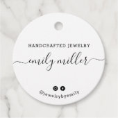 Aangepast rond wit script handgemaakte juwelen Lab Bedankjes Labels (Voorkant)