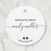 Aangepast rond wit script handgemaakte juwelen Lab Bedankjes Labels (Achterkant)