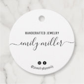 Aangepast rond wit script handgemaakte juwelen Lab Bedankjes Labels (Voorkant)