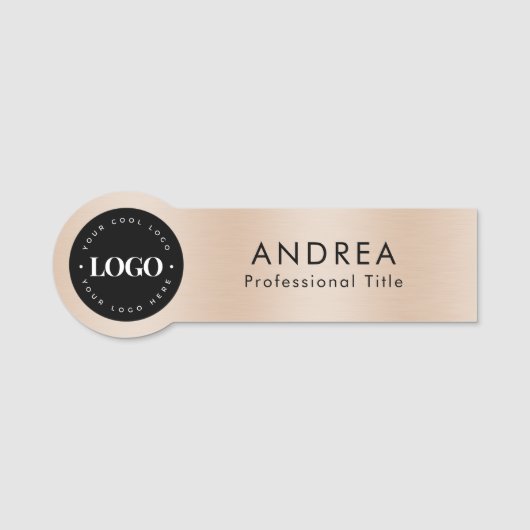 Aangepast rondbedrijf voor Logo Peach Pastel Metal Naamplaatje (Voorkant)