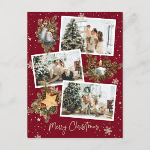 Aangepast rood 3 fotocollage kerst briefkaart