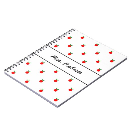 Aangepast rood appelblad voor schoolleraar notitieboek (Linkerzijde)