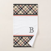 Aangepast rood beige zwart-wit Tartpannen patroon Bad Handdoek (Handdoek)