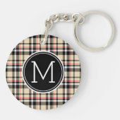 Aangepast rood beige zwart-wit vierkant geplakt pa sleutelhanger (Achterkant)