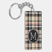 Aangepast rood beige zwart-wit vierkant geplakt pa sleutelhanger (Voorkant Links)