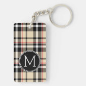 Aangepast rood beige zwart-wit vierkant geplakt pa sleutelhanger (achterkant)