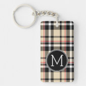 Aangepast rood beige zwart-wit vierkant geplakt pa sleutelhanger (Voorkant)