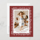 Aangepast rood bijtend pine sneeuwfoto Happy Feestdagenkaart (Voorkant / Achterkant)