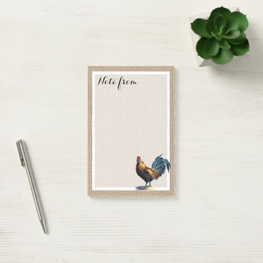 Aangepast rood blauw gele rooster op Faux Jute Bur Post-it® Notes (Kantoor)