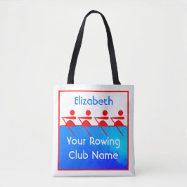 Aangepast rood-blauw vrouwendrukteam tote bag