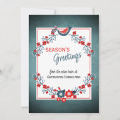 Aangepast rood Blauwgroen blauw vogel en Floral Fo Feestdagenkaart (Voorkant)