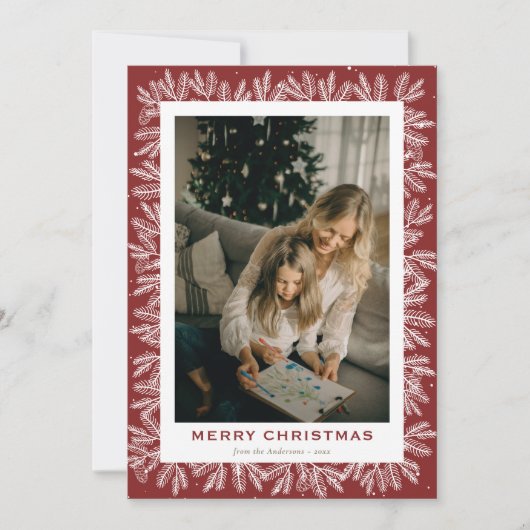 Aangepast rood bos met kerstmis feestdagenkaart (Voorkant)