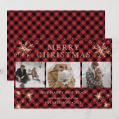 Aangepast rood buffel foto 3 feestdagenkaart (Voorkant / Achterkant)