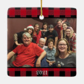 Aangepast rood buffelplaatje foto van 2 foto's keramisch ornament (Achterkant)