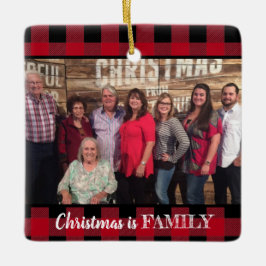 Aangepast rood buffelplaatje foto van 2 foto's keramisch ornament